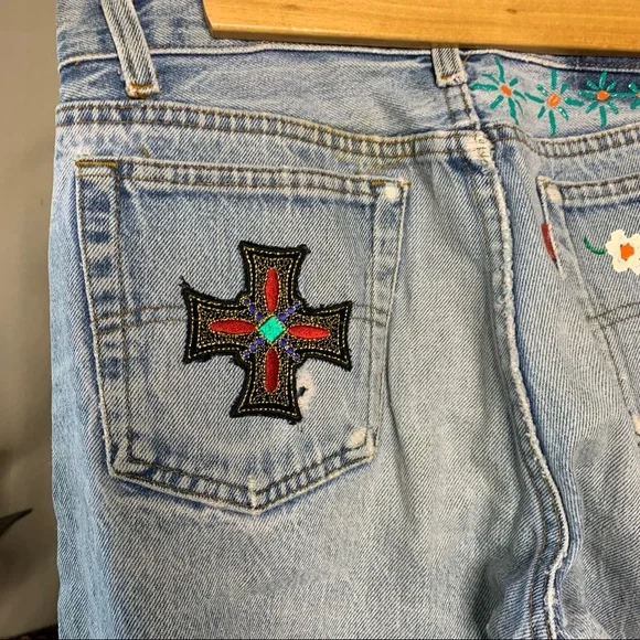 80s Levi’s 501’s Thrashed/Embellished - Picture 6 of 14